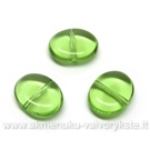 Ovalinis žalias stiklinis karoliukas 10x12 mm