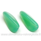 Žalios pastelinės spalvos stiklas tribriaunio lapelio formos 24 mm