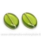 Stiklas žalias plokščio ovalo formos 19x13 mm