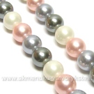 Kriauklės perlų juosta "Rožinė-pilka-balta" 8mm.